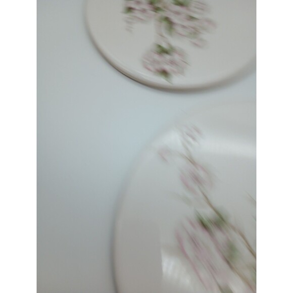 Vtg Mid-State Ceramic Trivets Cherry Spring Blossom 6"Round Set Of 5 - Picture 5 of 7